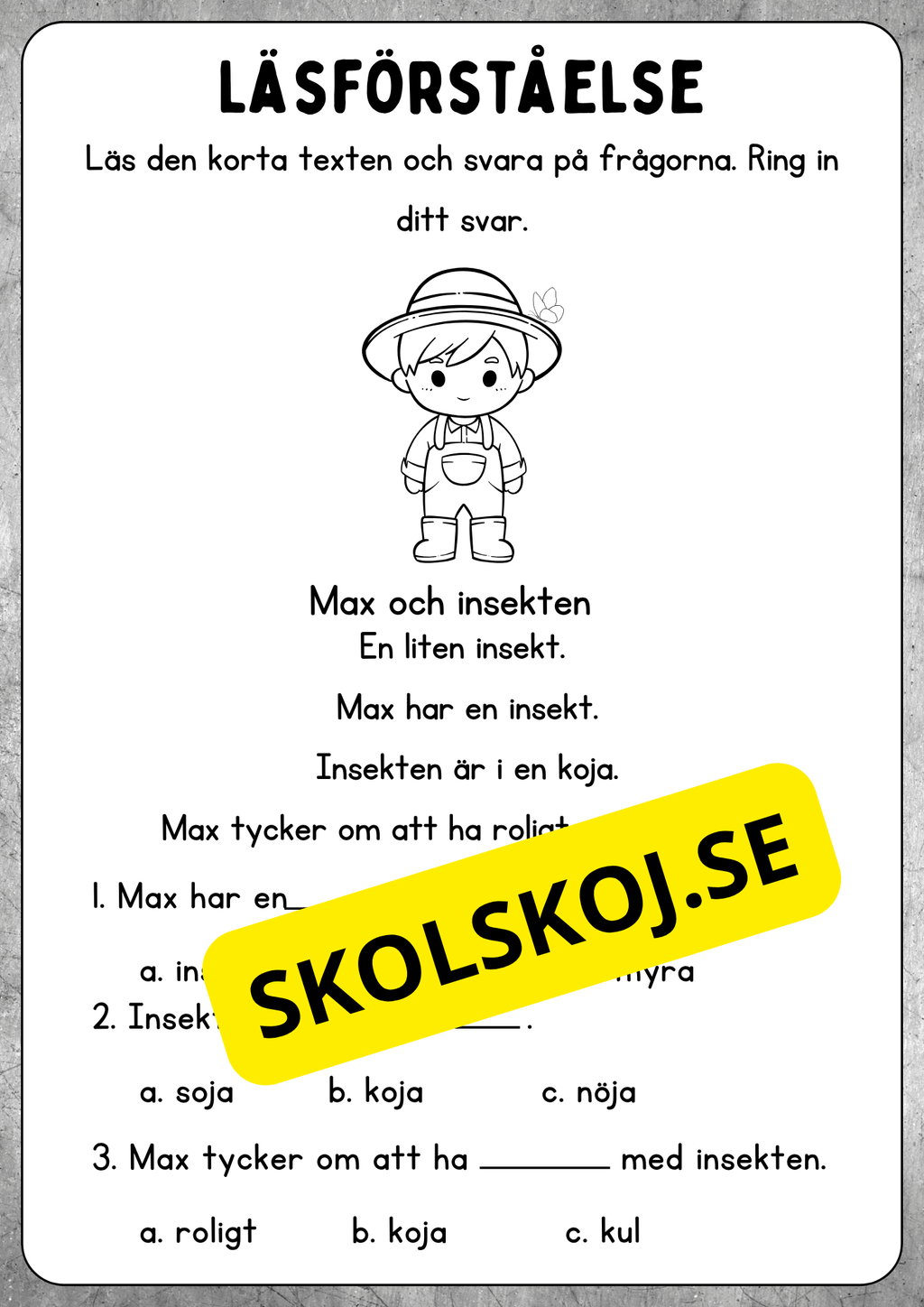 Enkel läsförståelse - Årskurs 1 - 2