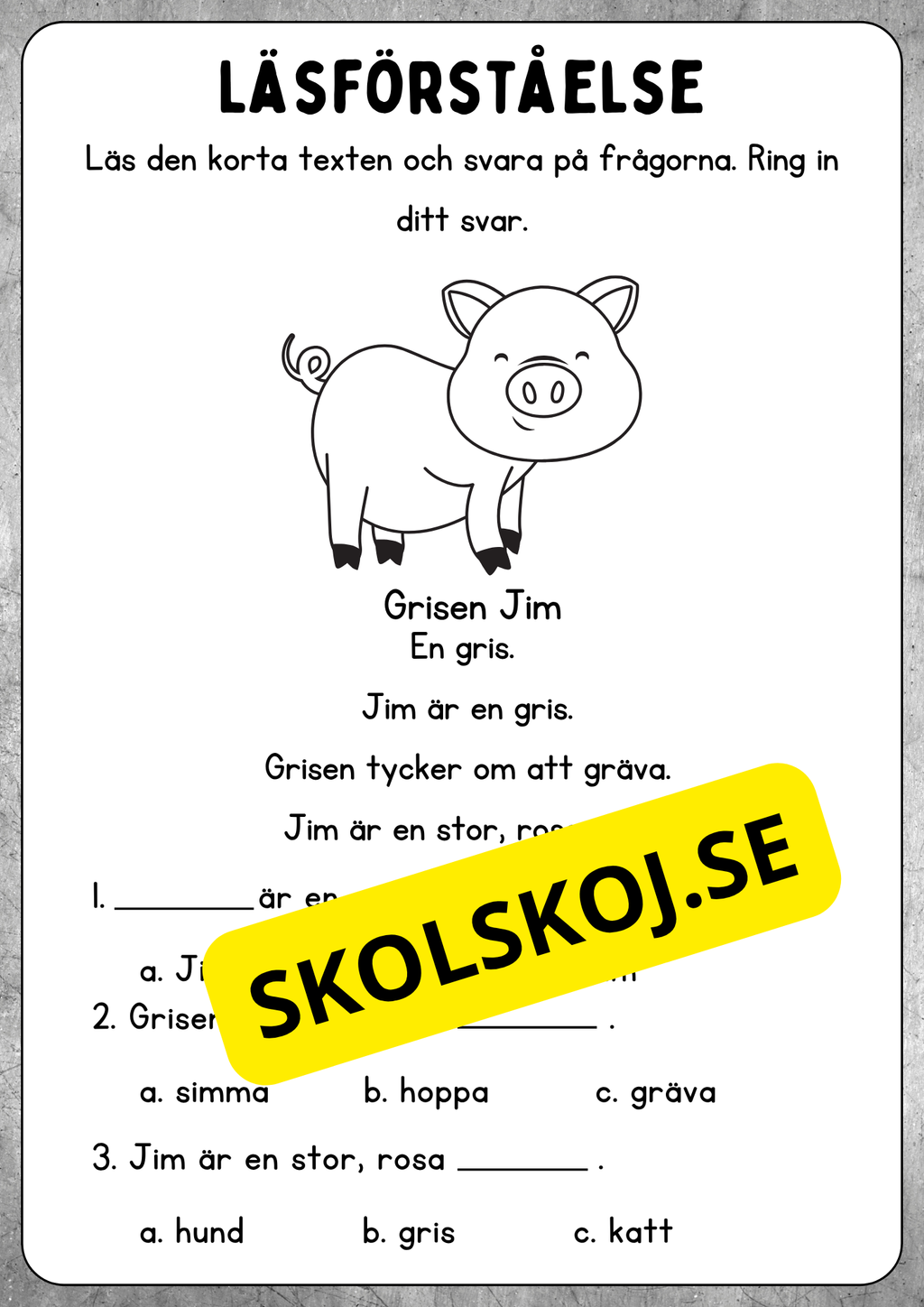 Enkel läsförståelse - Årskurs 1 - 2