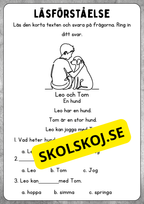 Enkel läsförståelse - Årskurs 1 - 2