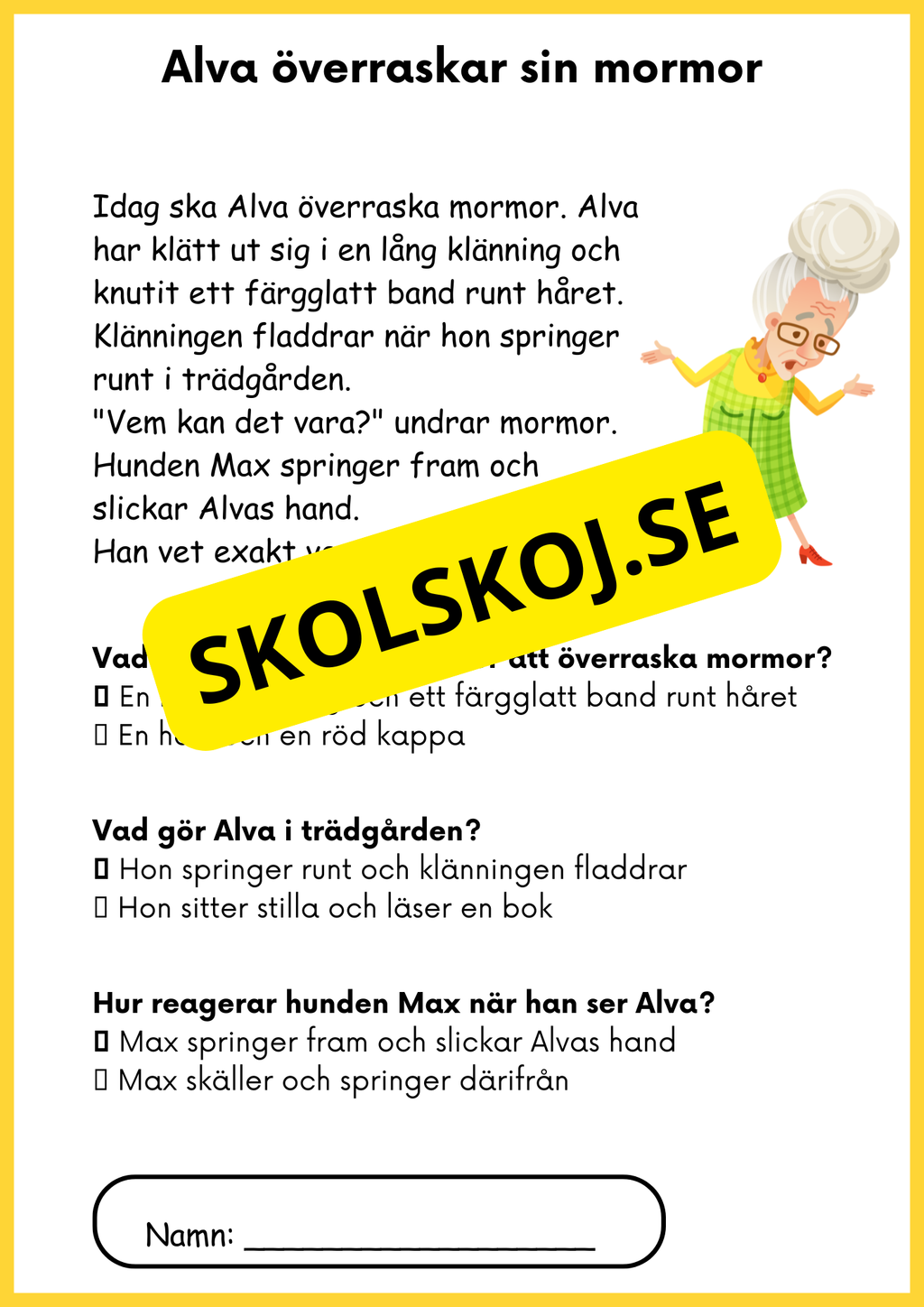 Enkel läsförståelse - Årskurs 1 - 3