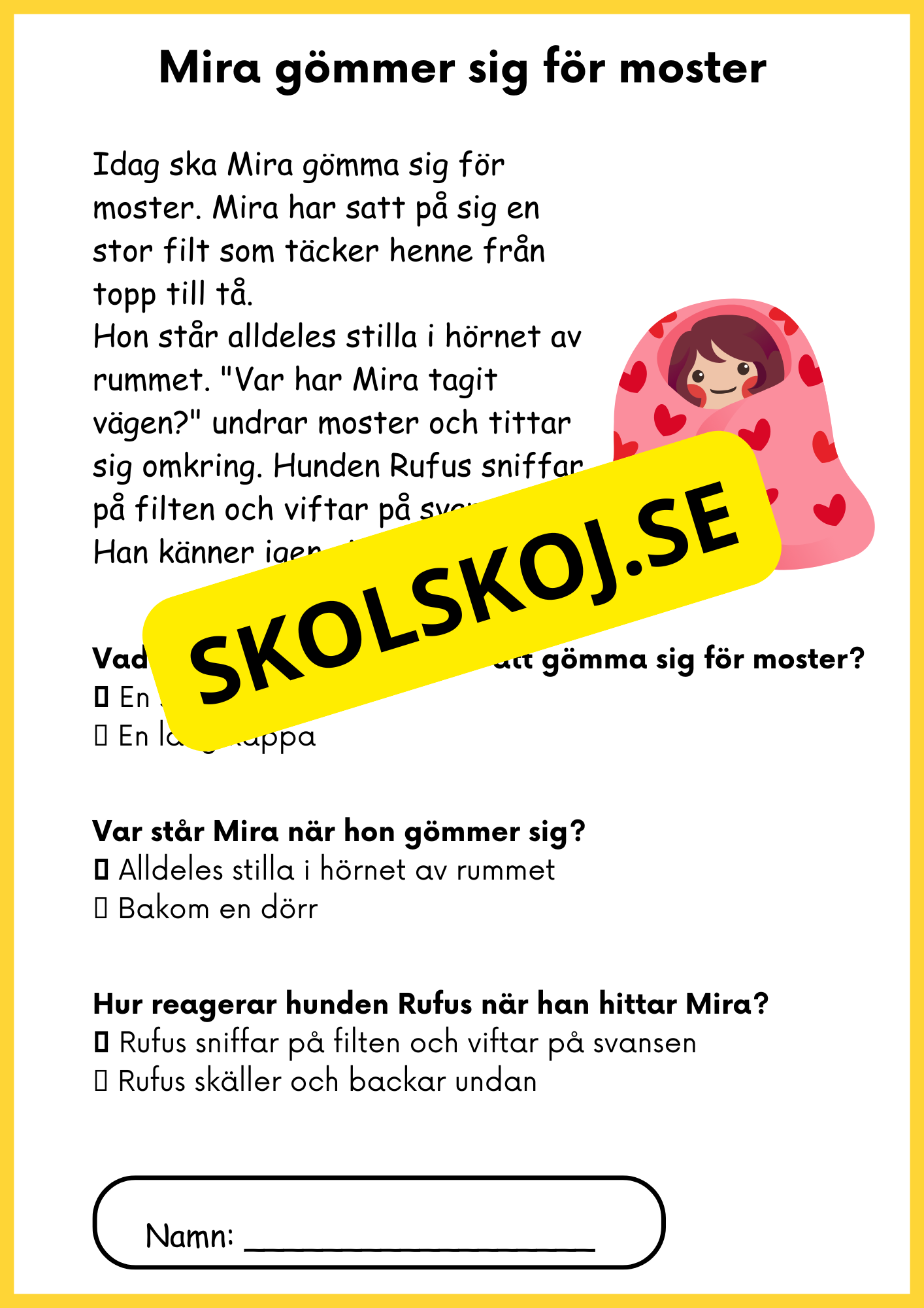 Enkel läsförståelse - Årskurs 1 - 3