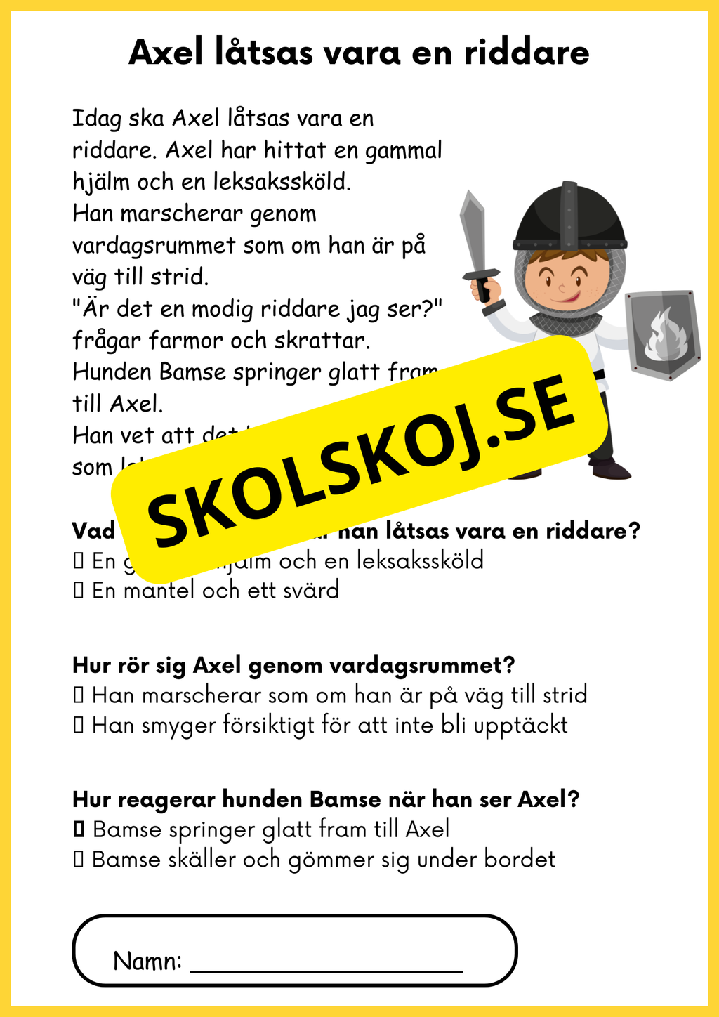 Enkel läsförståelse - Årskurs 1 - 3