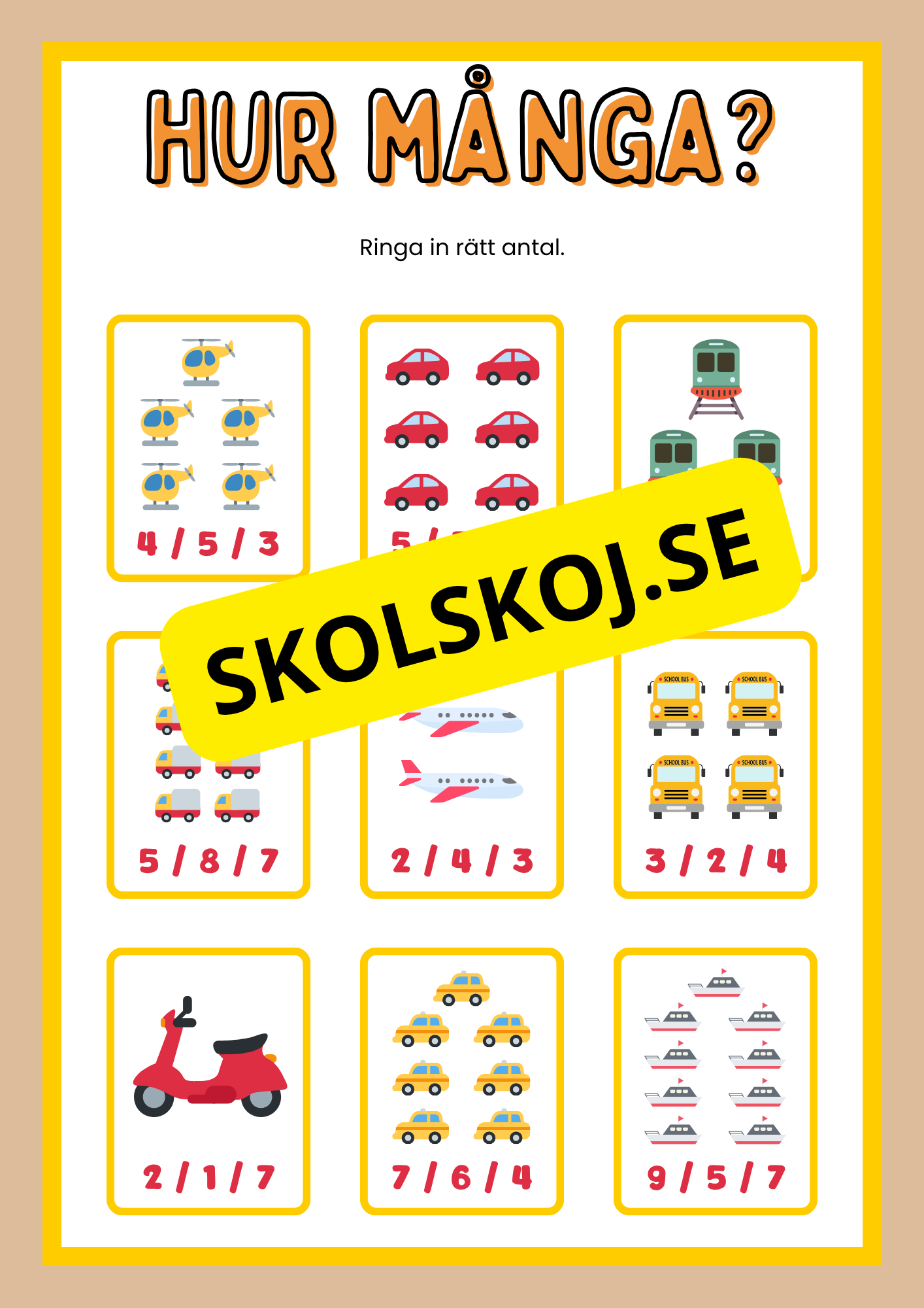 Enkel matematik - Blandade uppgifter - Häfte