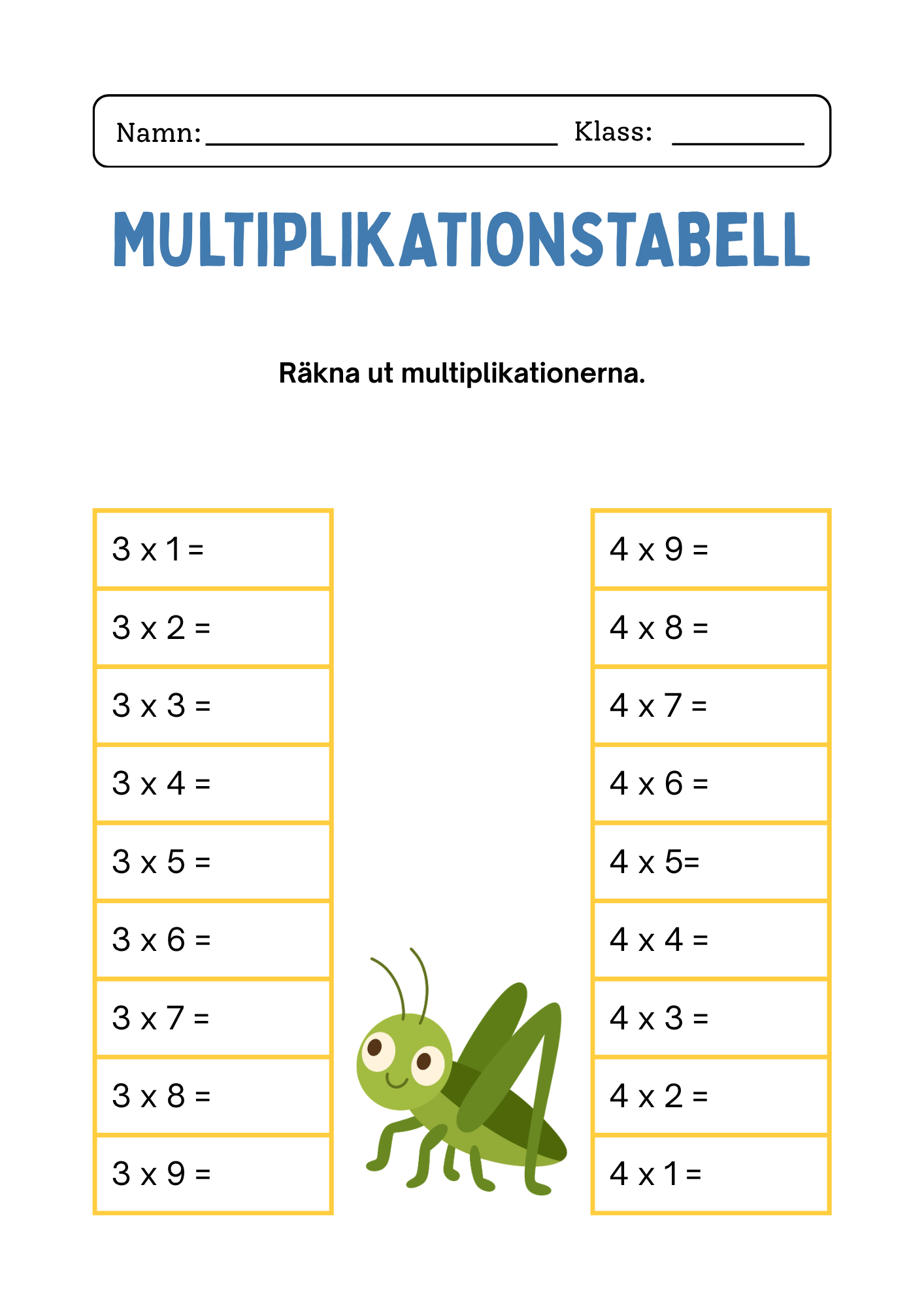 Enkel multiplikation - Årskurs 3