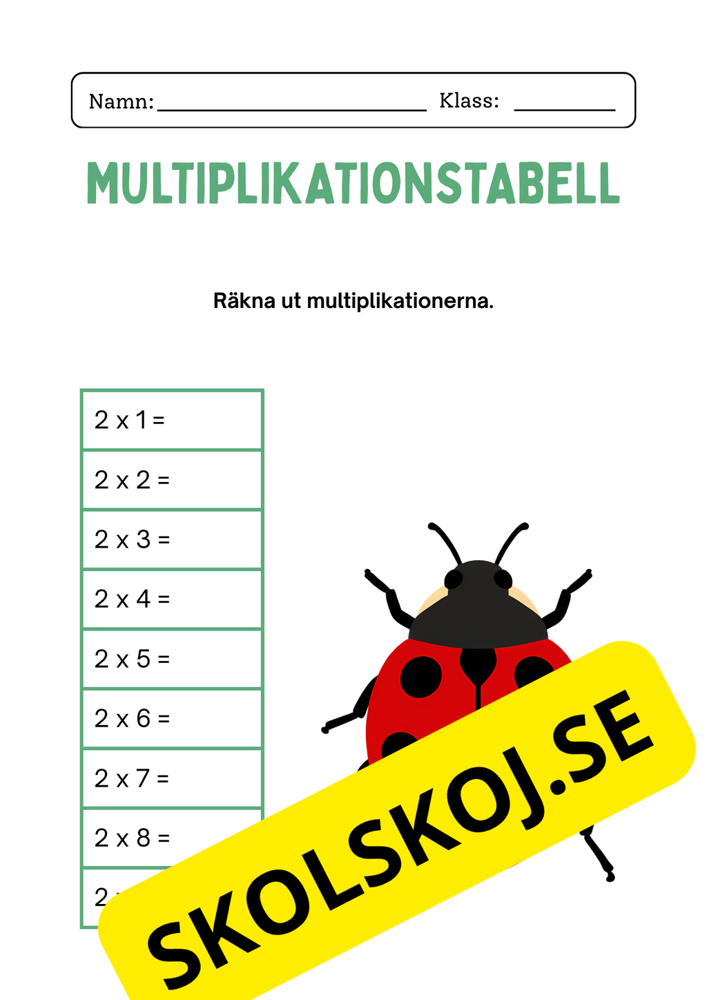 Enkel multiplikation - Årskurs 3
