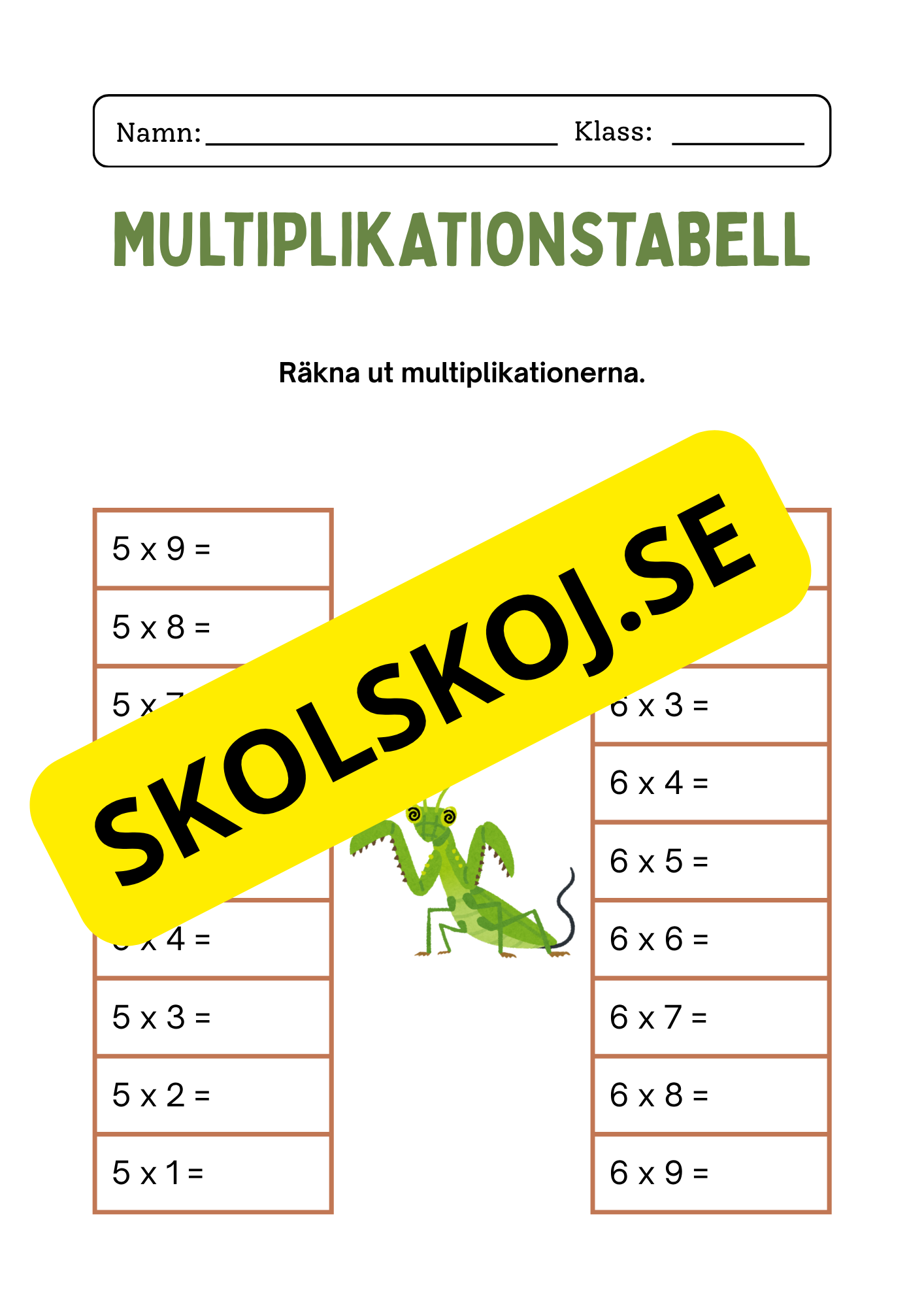 Enkel multiplikation - Årskurs 3