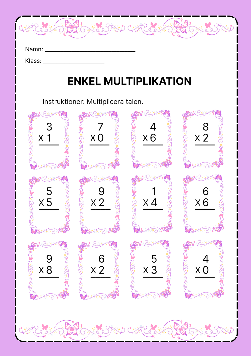 Enkel multiplikation - Blandade uppgifter