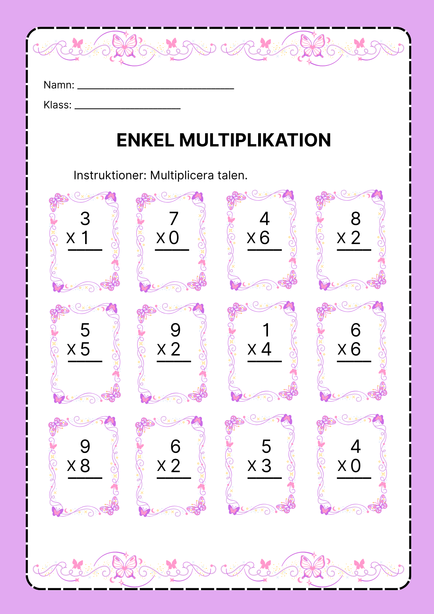 Enkel multiplikation - Blandade uppgifter