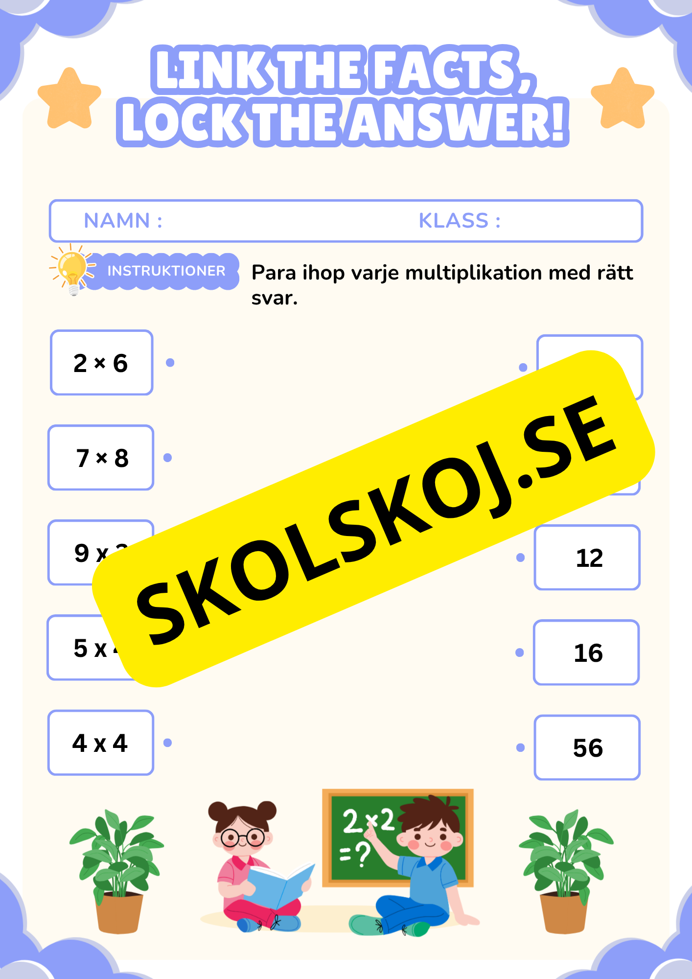 Enkel multiplikation - Blandade uppgifter