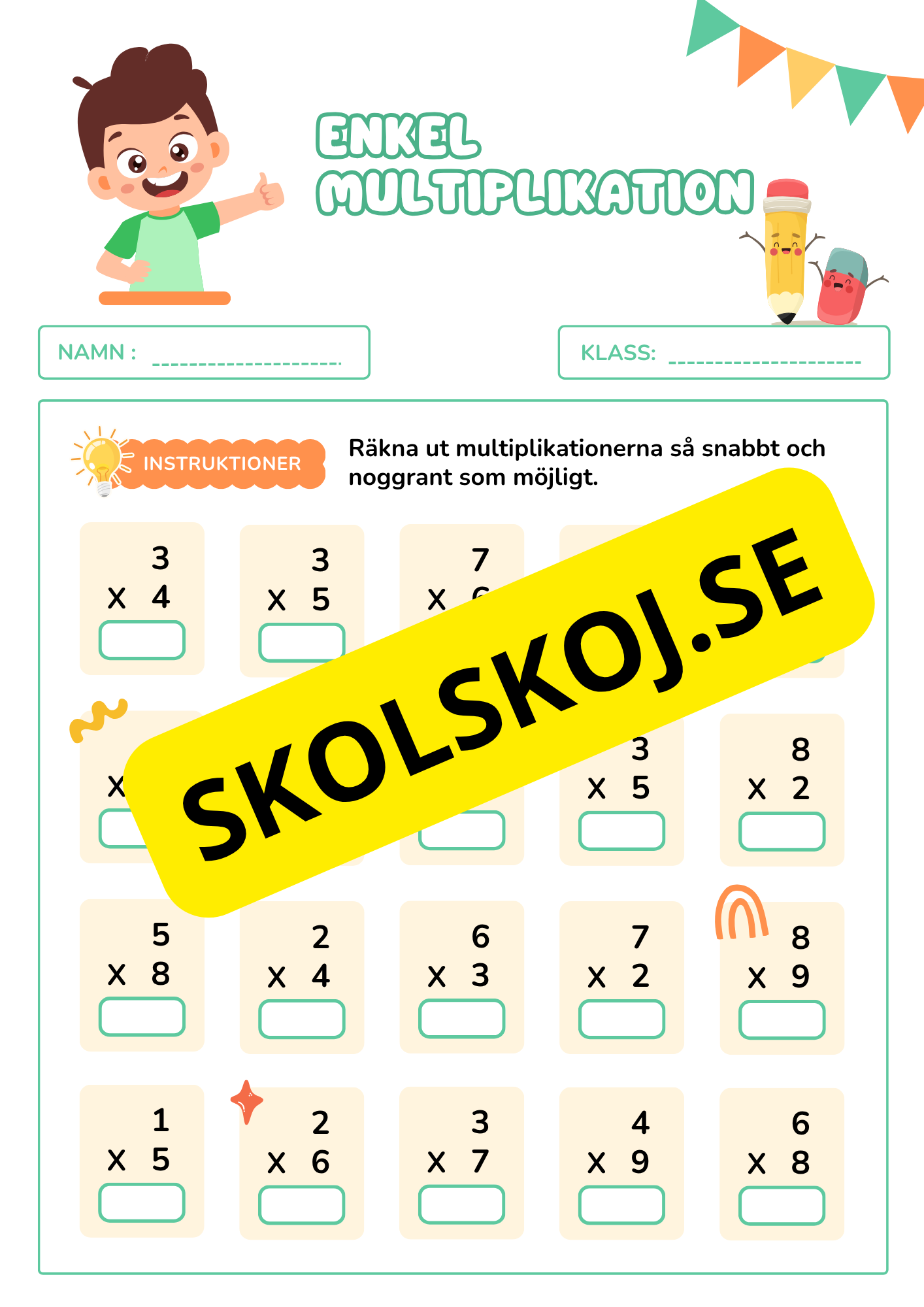 Enkel multiplikation - Blandade uppgifter