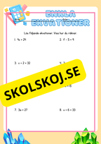 Enkla ekvationer - Årskurs 7 - 9