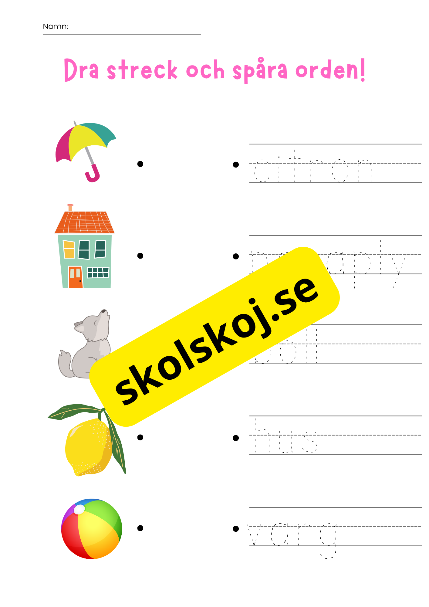 Enkla läs- och skrivuppgifter