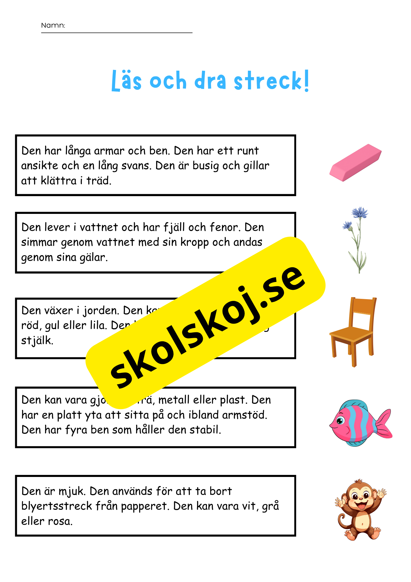 Enkla läs- och skrivuppgifter