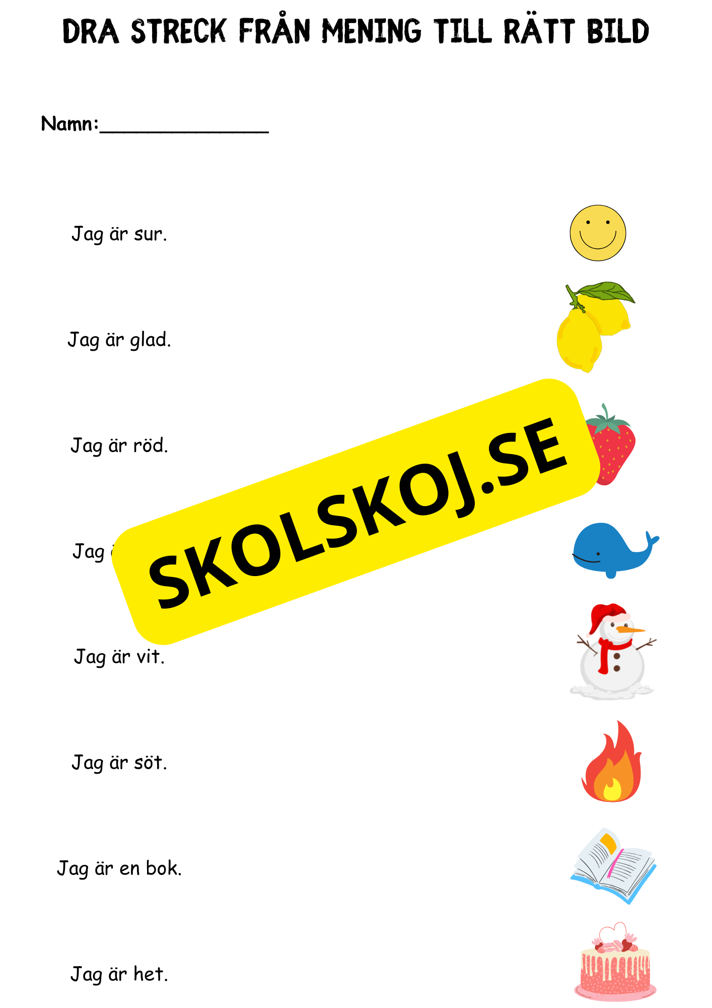 Enkla meningar - Dra streck