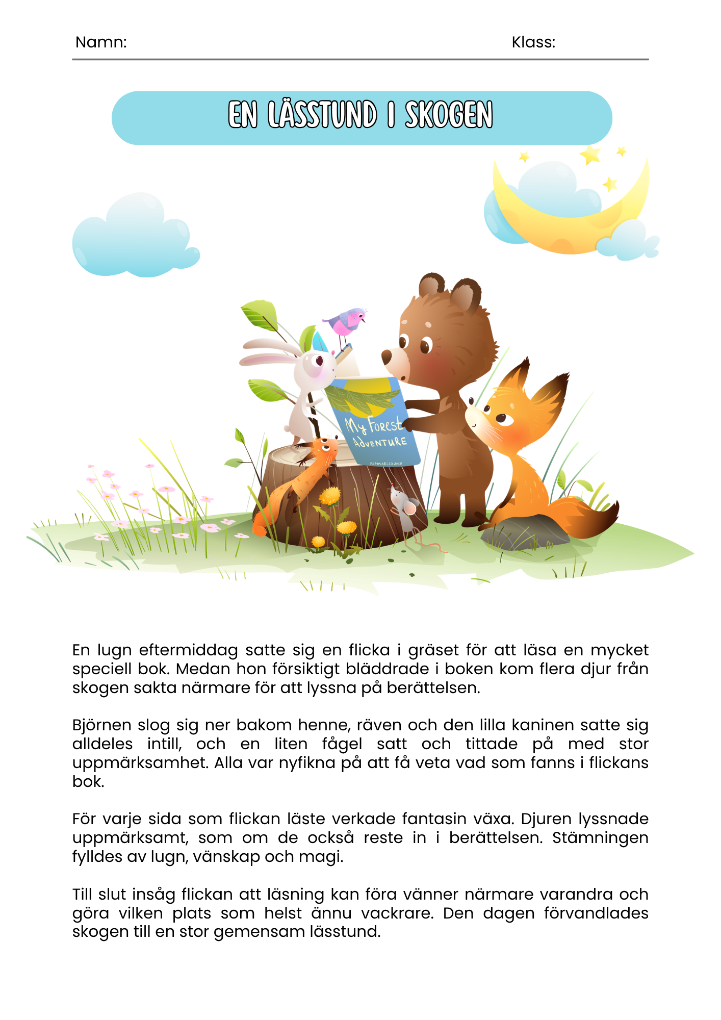 En lässtund i skogen - Läsförståelse