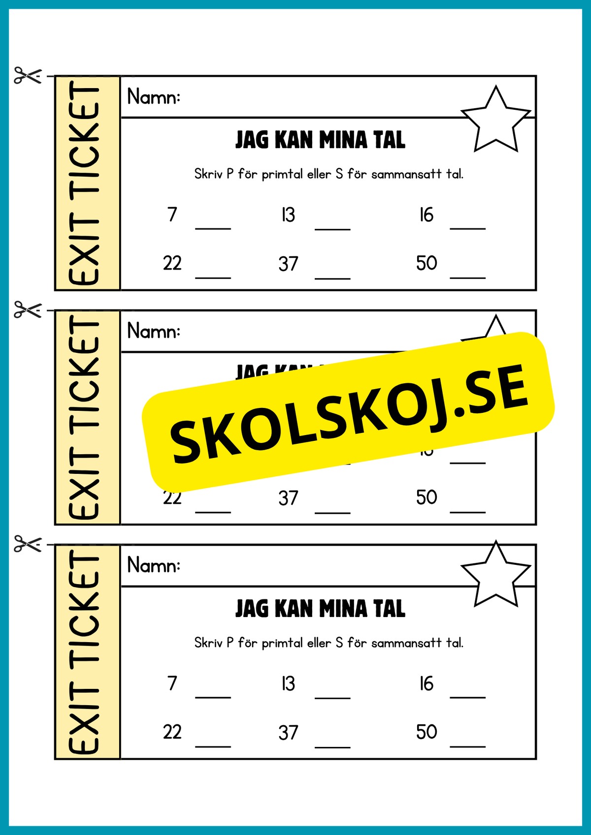 Exit ticket - Årskurs 4 - 5