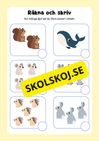 Extra matteuppgifter med söta djur - Förskoleklass - Årskurs 2