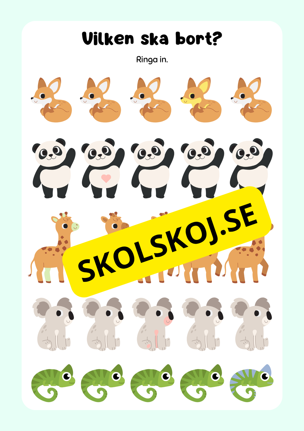 Extra matteuppgifter med söta djur - Förskoleklass - Årskurs 2