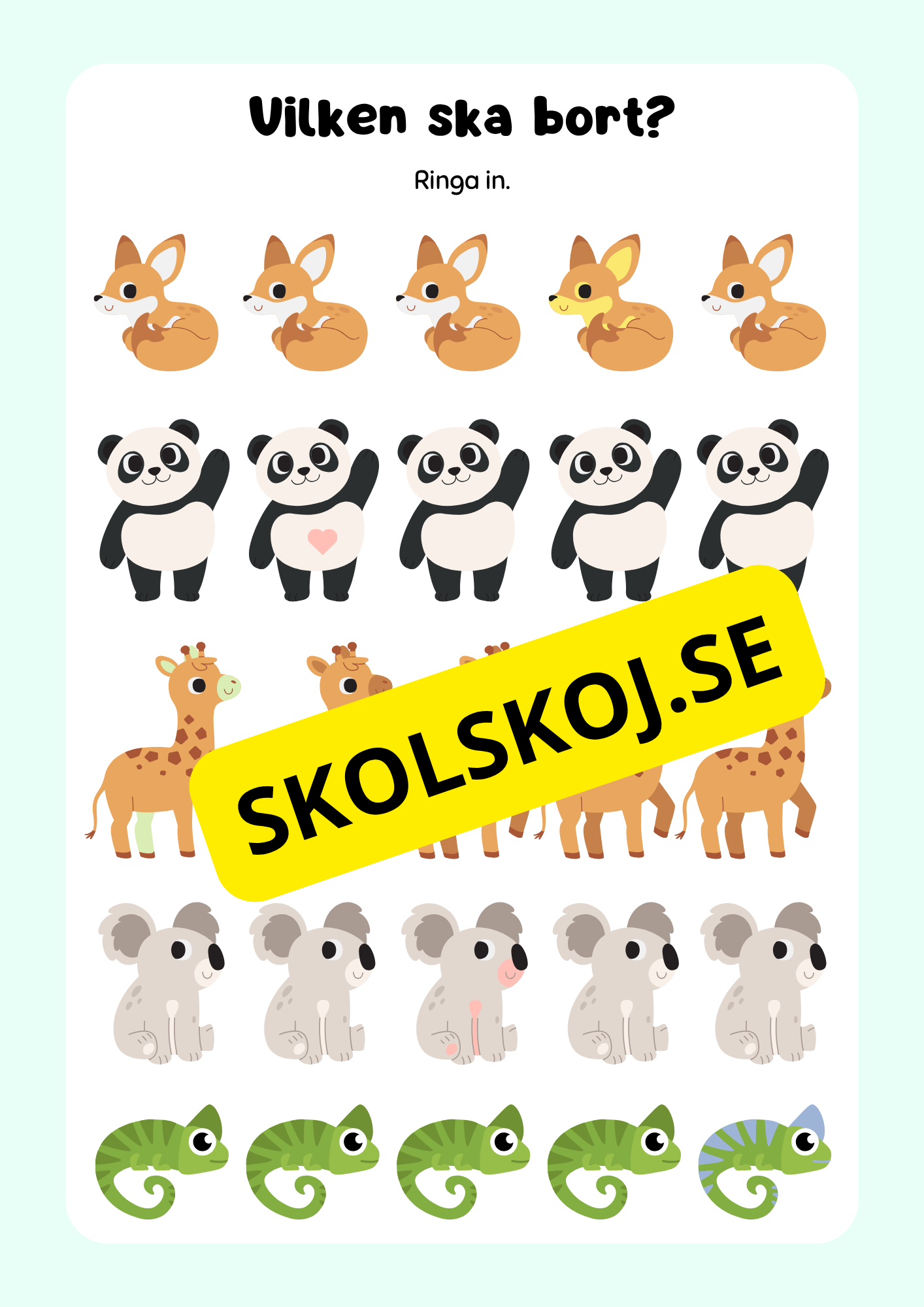 Extra matteuppgifter med söta djur - Förskoleklass - Årskurs 2