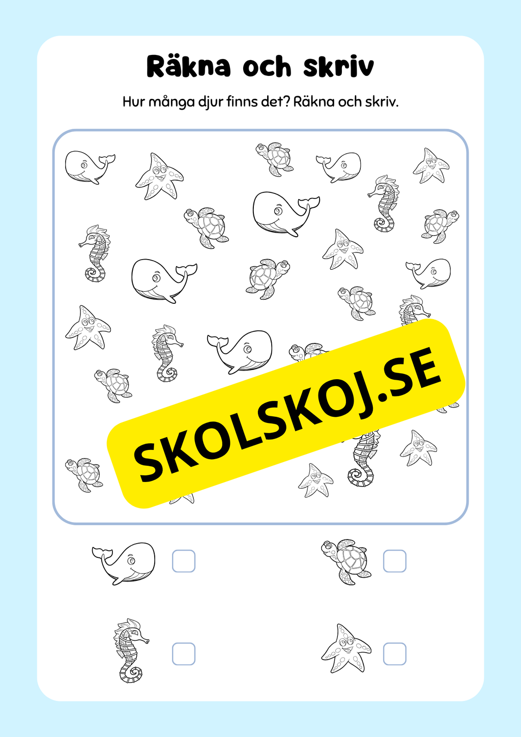 Extra matteuppgifter med söta djur - Förskoleklass - Årskurs 2