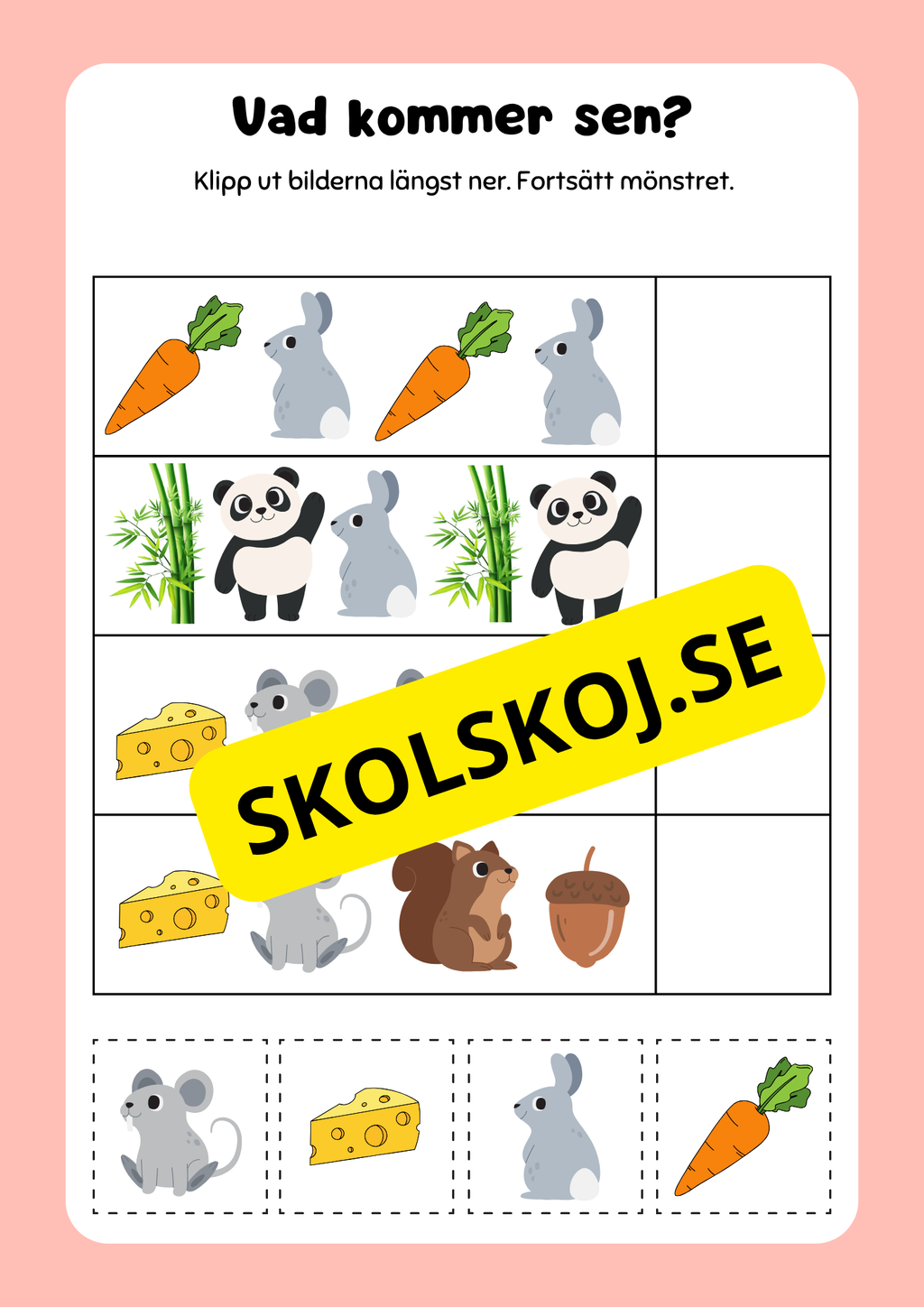 Extra matteuppgifter med söta djur - Förskoleklass - Årskurs 2