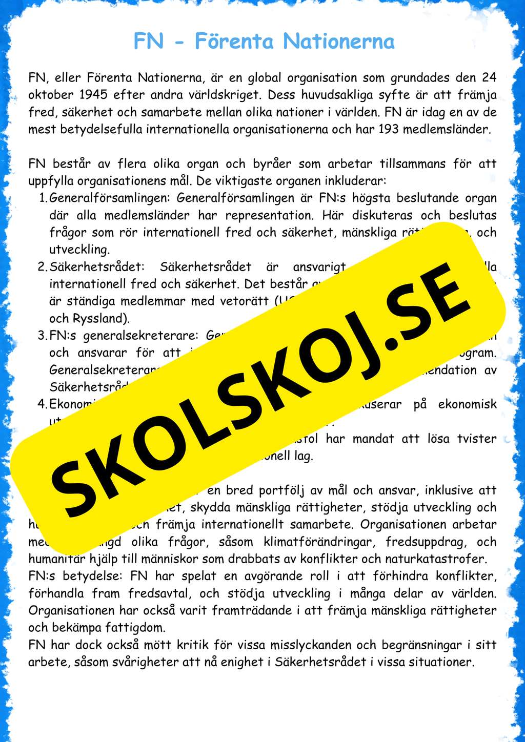 FN Häfte för årskurs 3 - 4