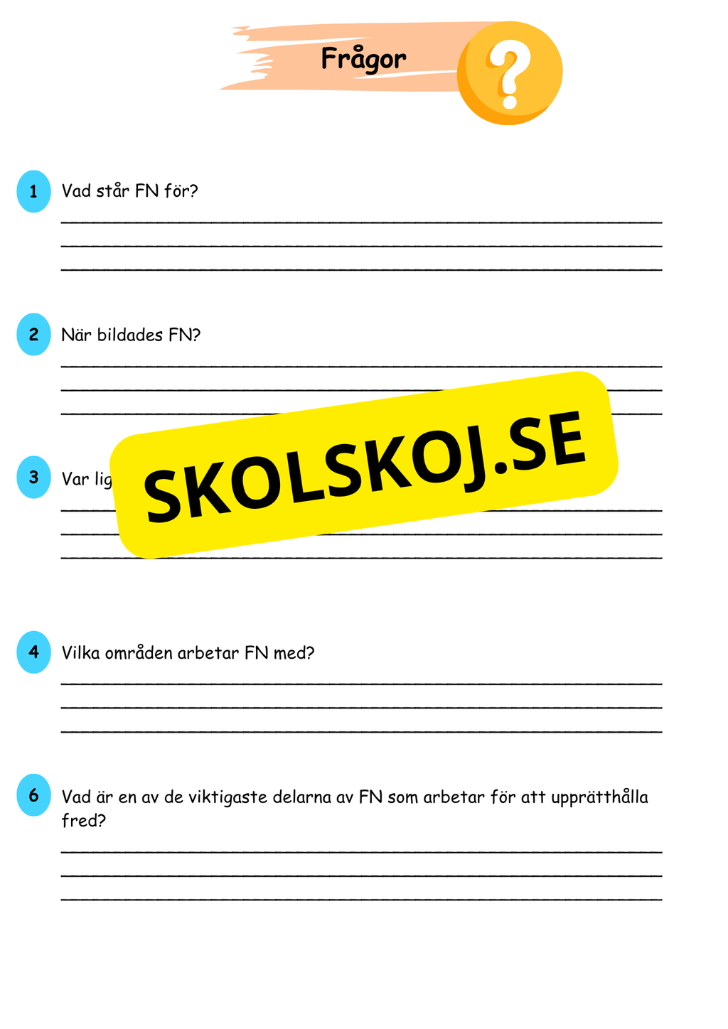 FN dagen - Tillsammans för en bättre värld - Läsförståelse