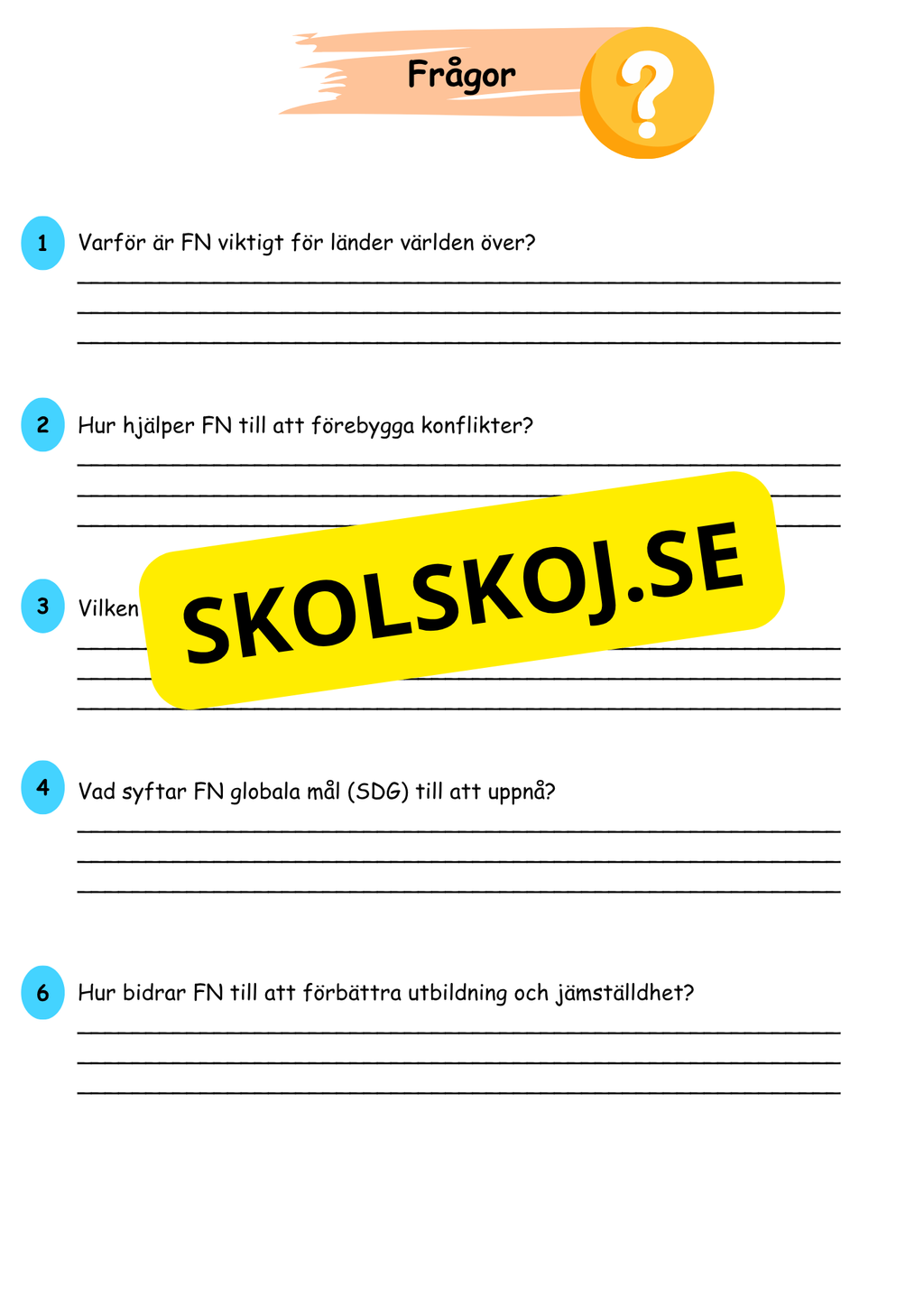 FN dagen - Tillsammans för en bättre värld - Läsförståelse