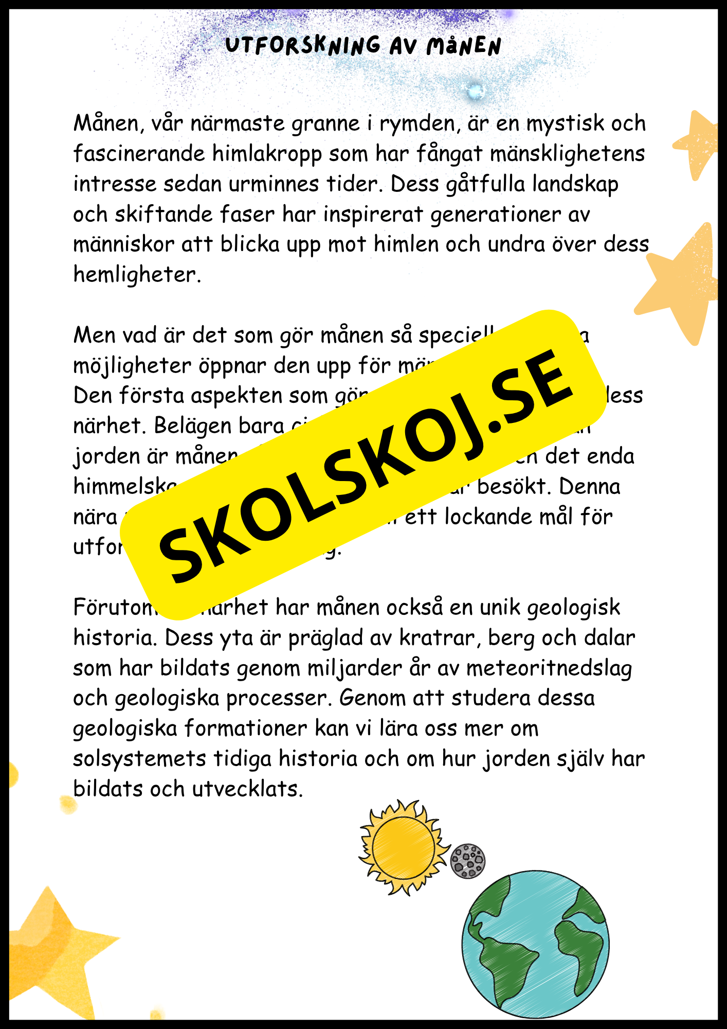 Månen – Fakta och läsförståelse