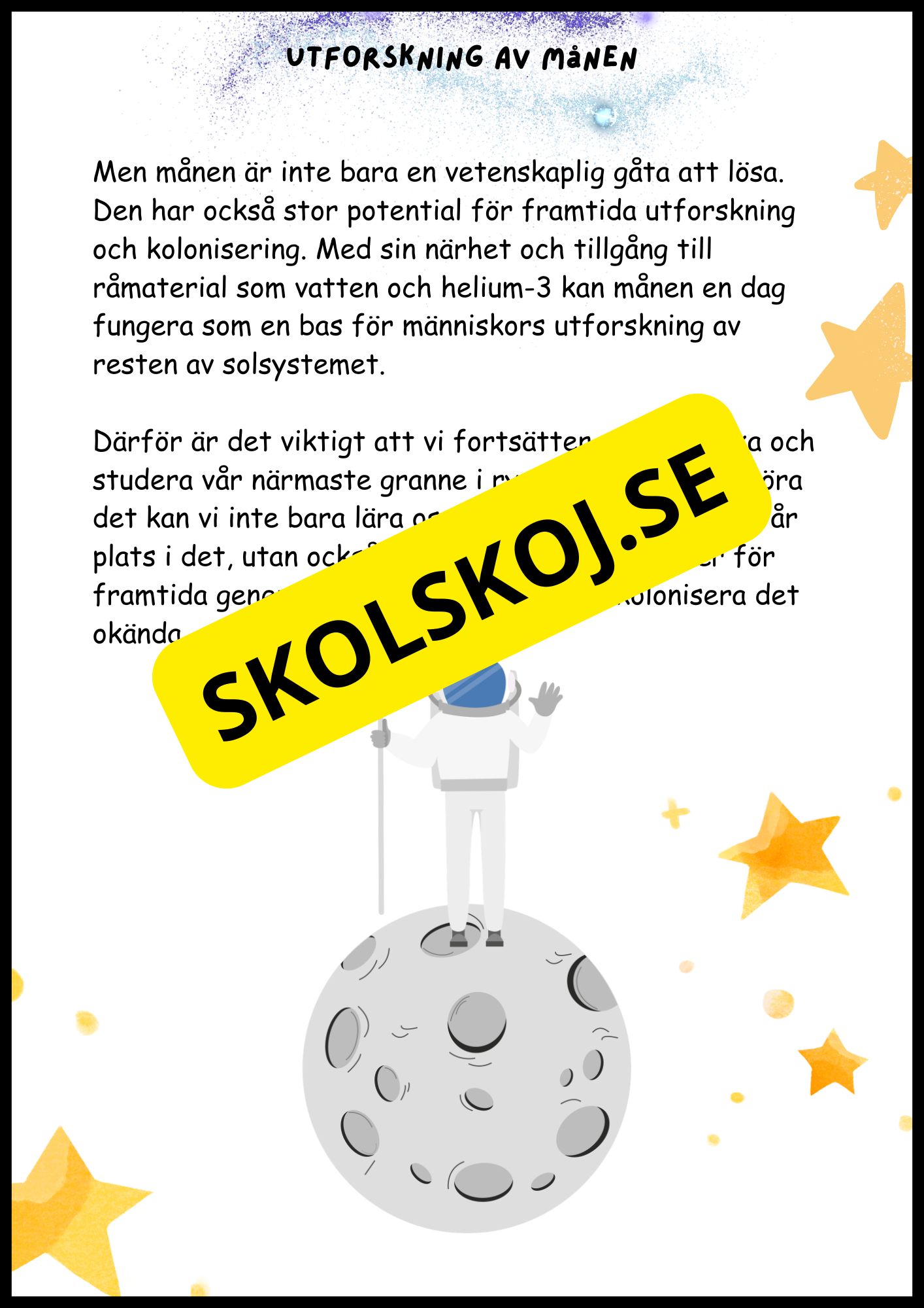 Månen – Fakta och läsförståelse