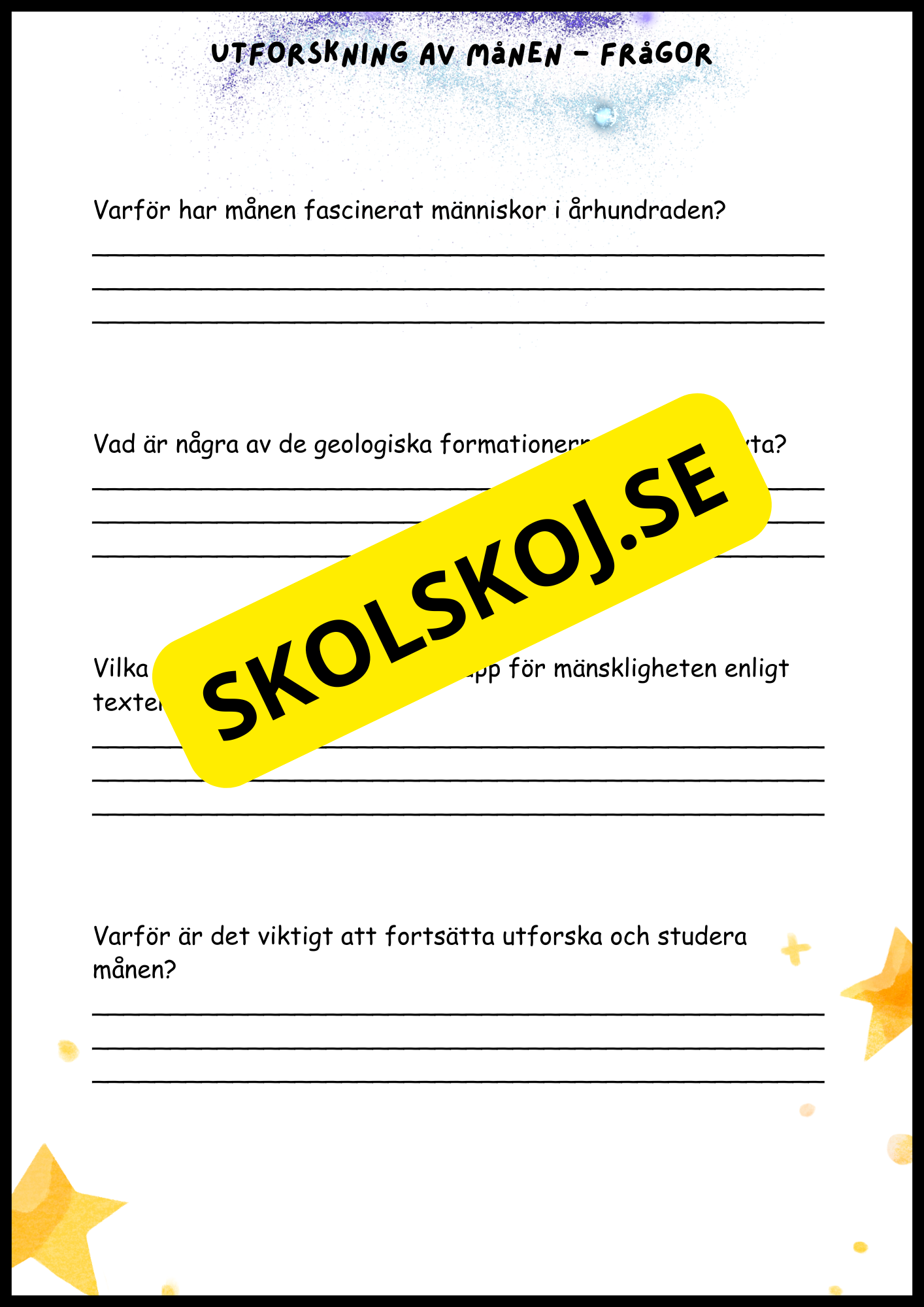 Månen – Fakta och läsförståelse