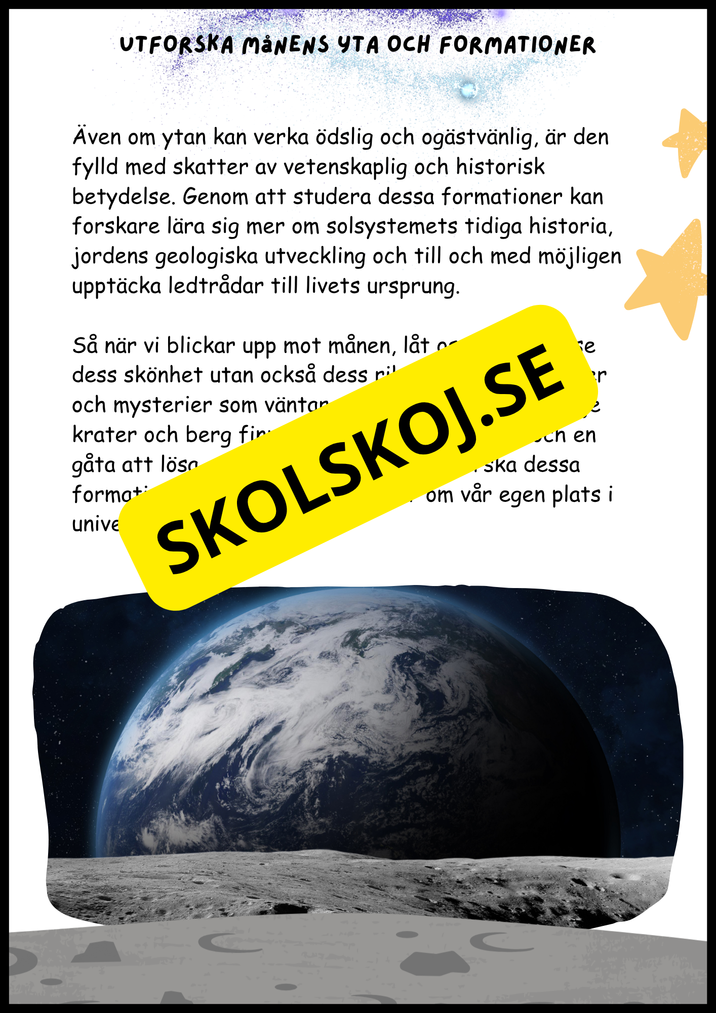 Månen – Fakta och läsförståelse