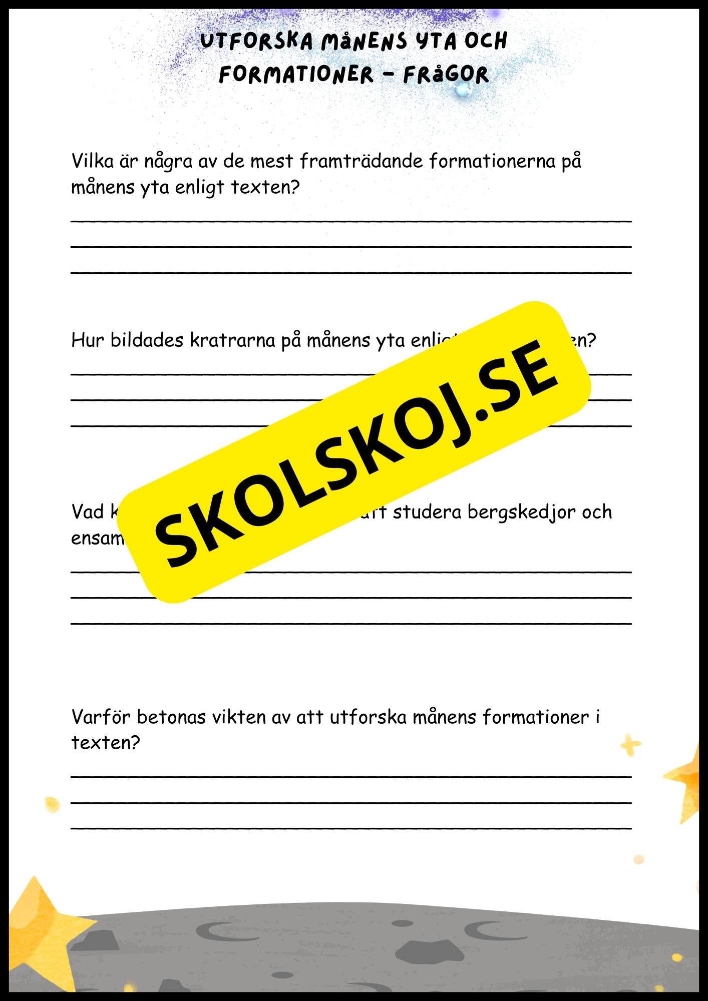 Månen – Fakta och läsförståelse