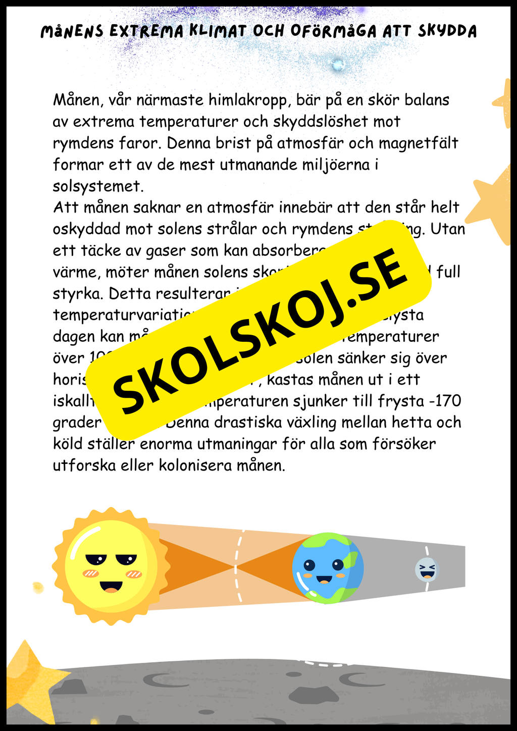 Månen – Fakta och läsförståelse