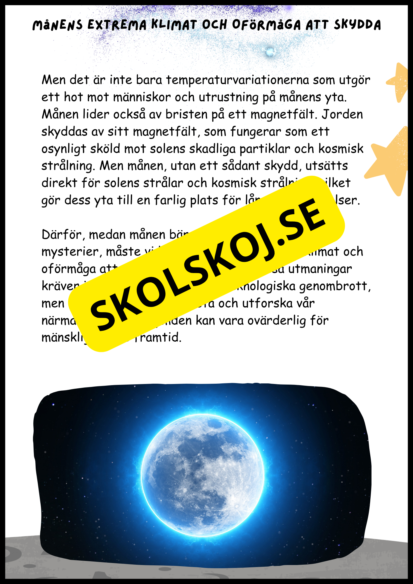 Månen – Fakta och läsförståelse