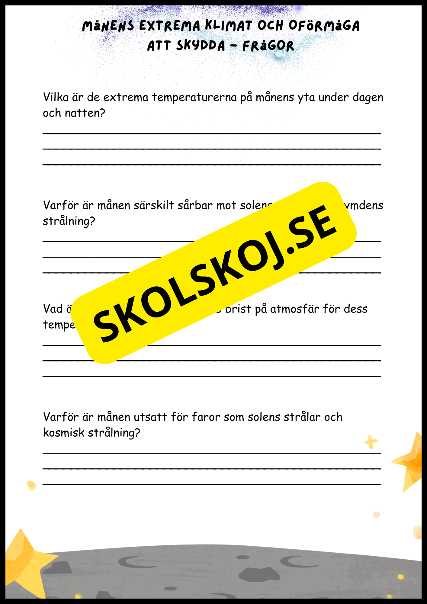 Månen – Fakta och läsförståelse