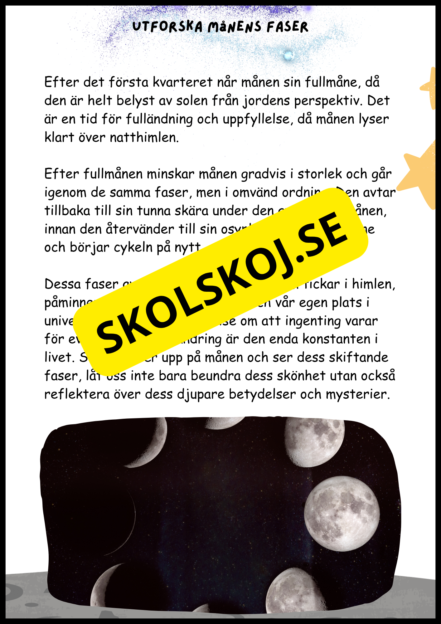 Månen – Fakta och läsförståelse