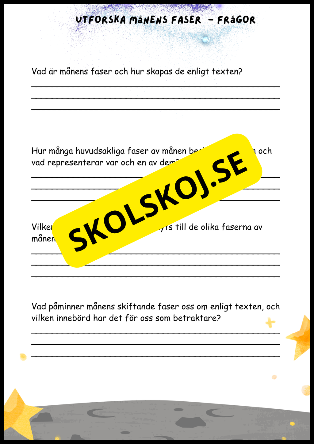 Månen – Fakta och läsförståelse