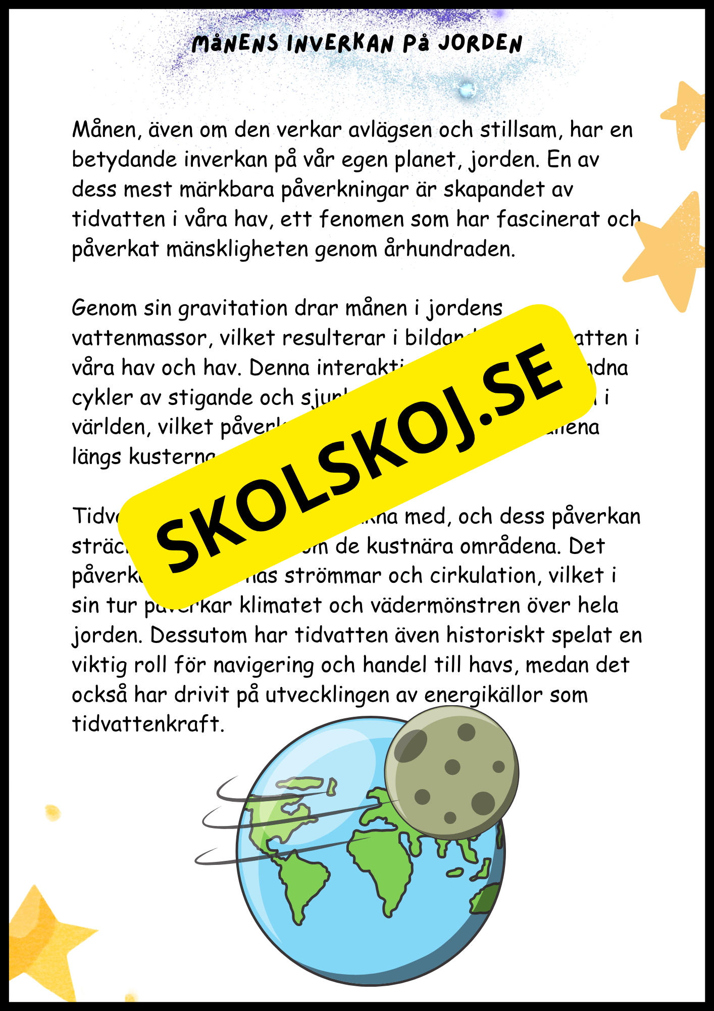 Månen – Fakta och läsförståelse