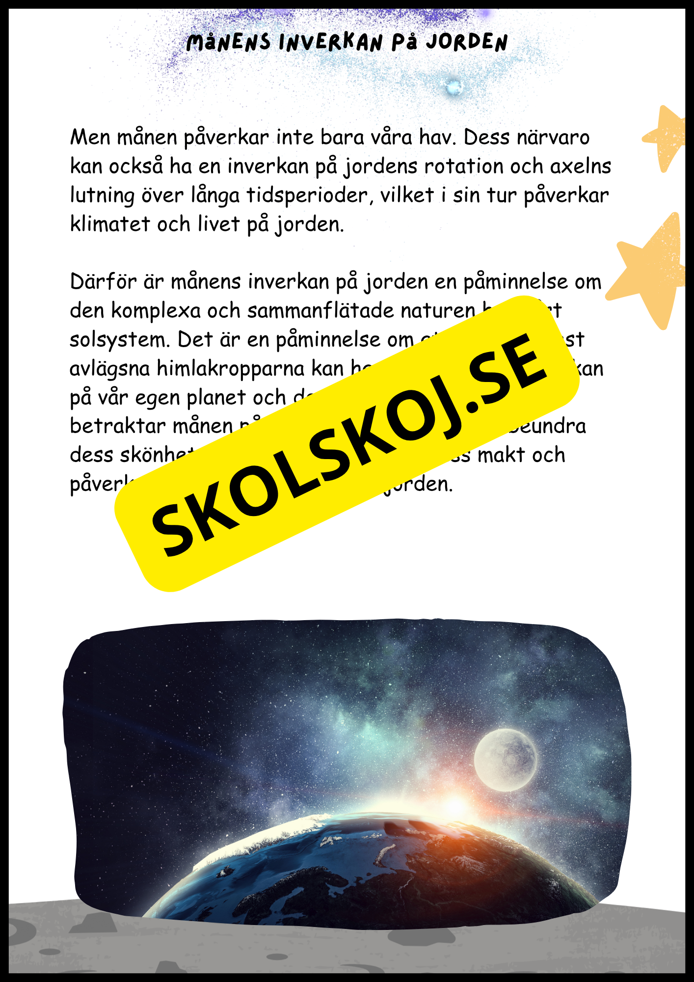 Månen – Fakta och läsförståelse