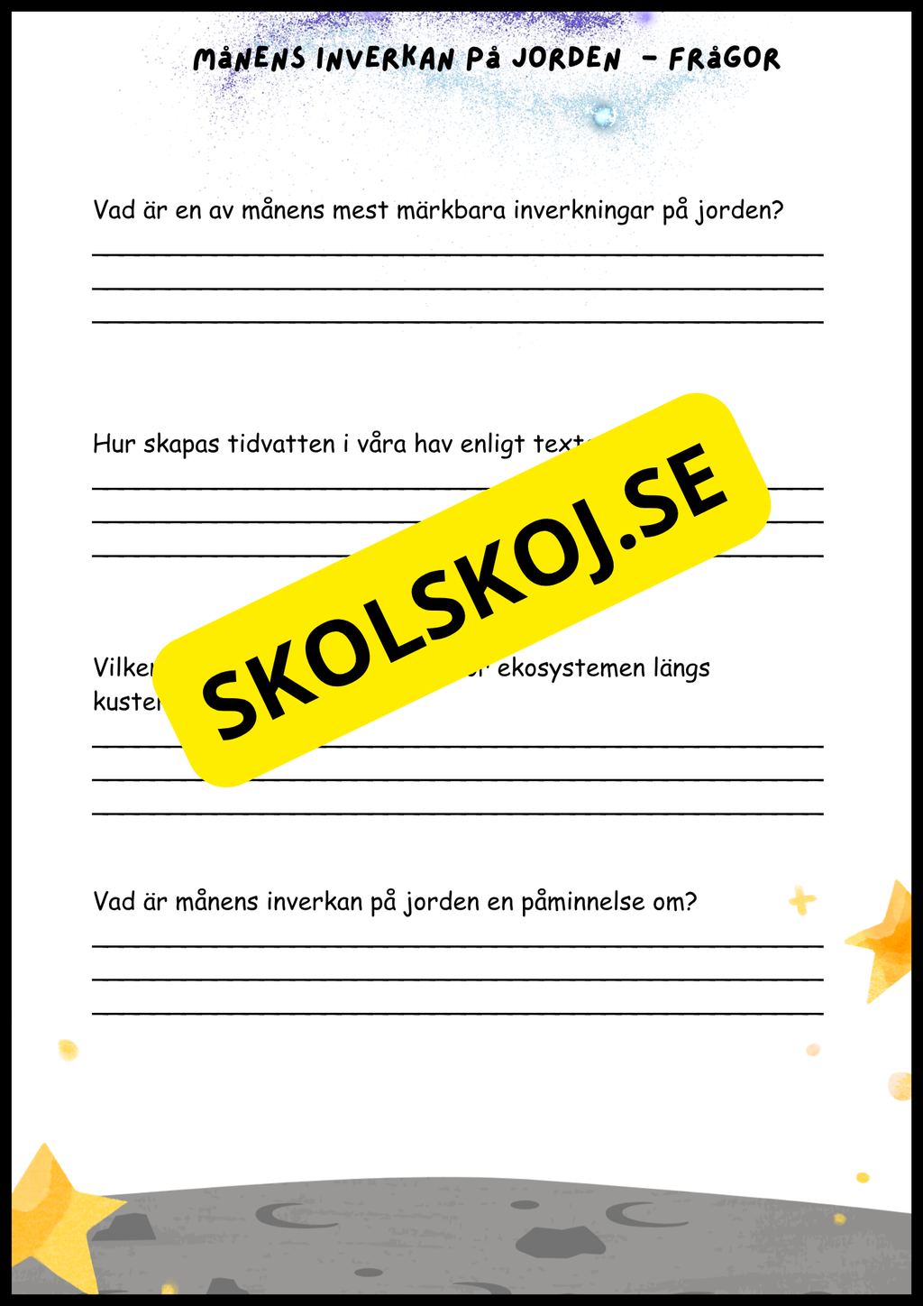 Månen – Fakta och läsförståelse
