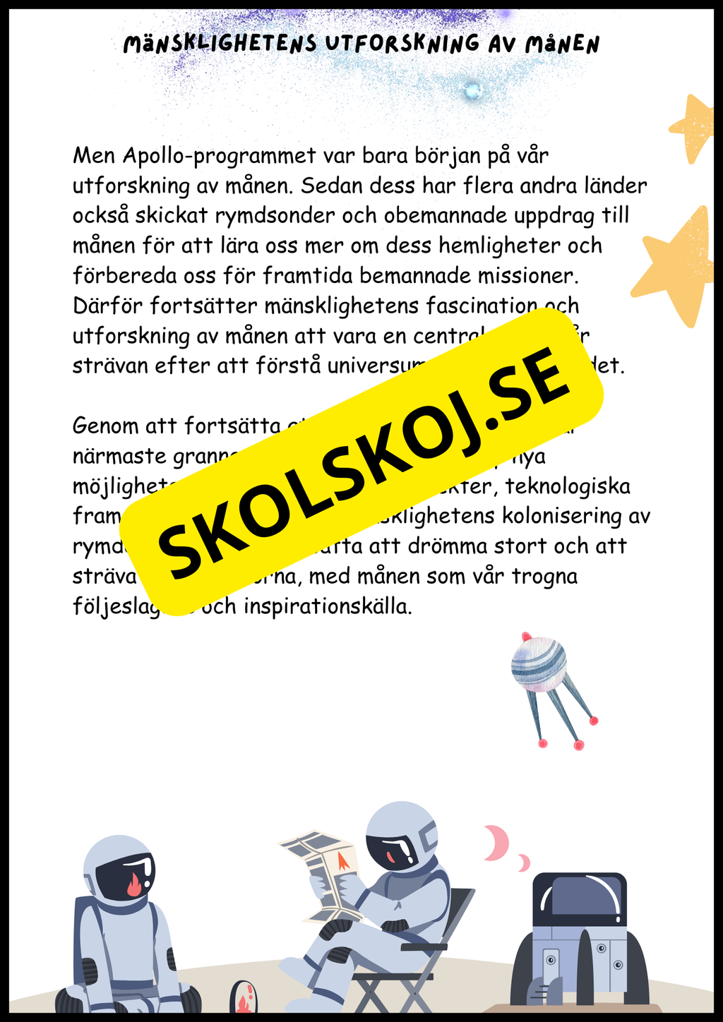 Månen – Fakta och läsförståelse
