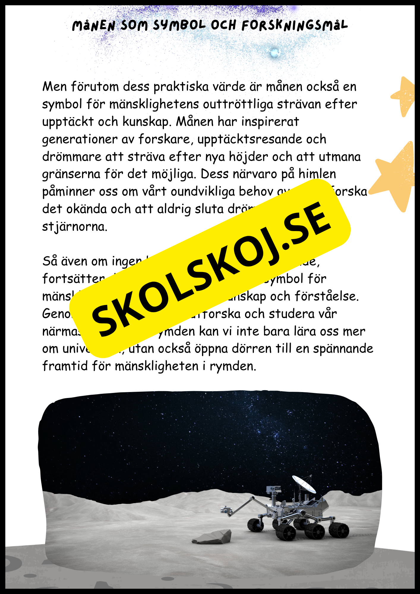 Månen – Fakta och läsförståelse
