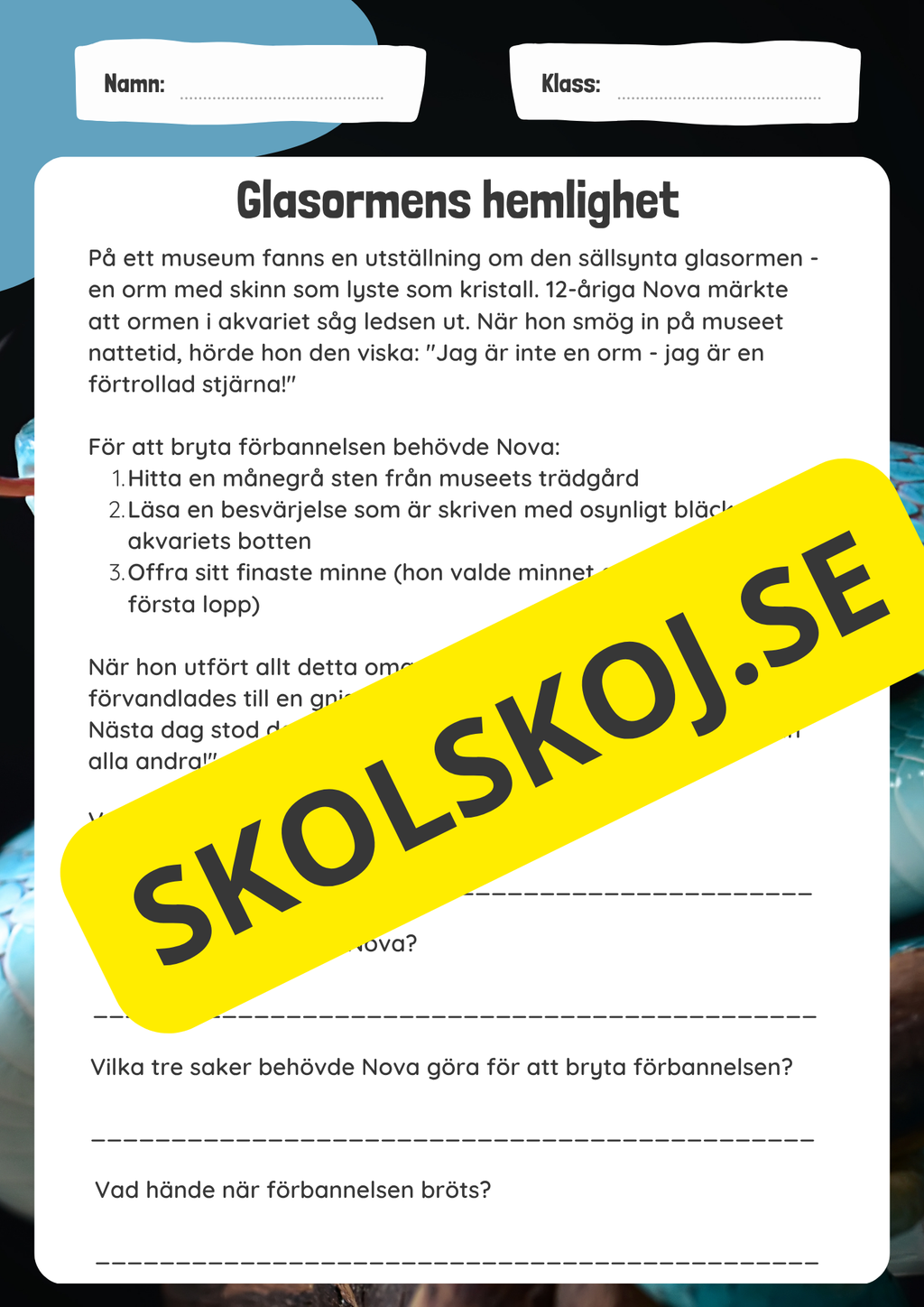Fantastiska läsförståelseberättelser