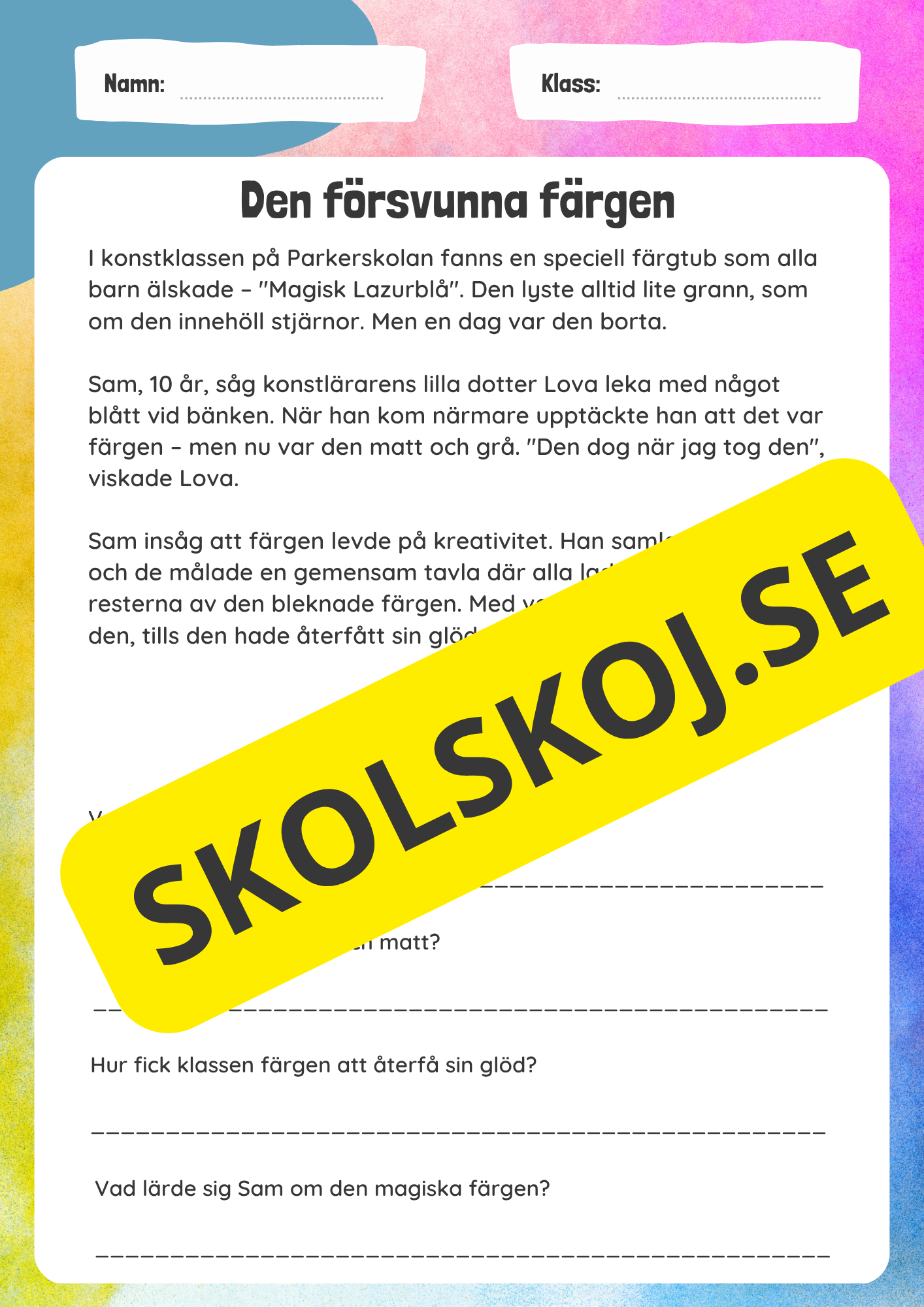 Fantastiska läsförståelseberättelser