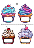 Färgladda cupcakes till födelsedagar - Redigerbara