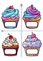 Färgladda cupcakes till födelsedagar - Redigerbara