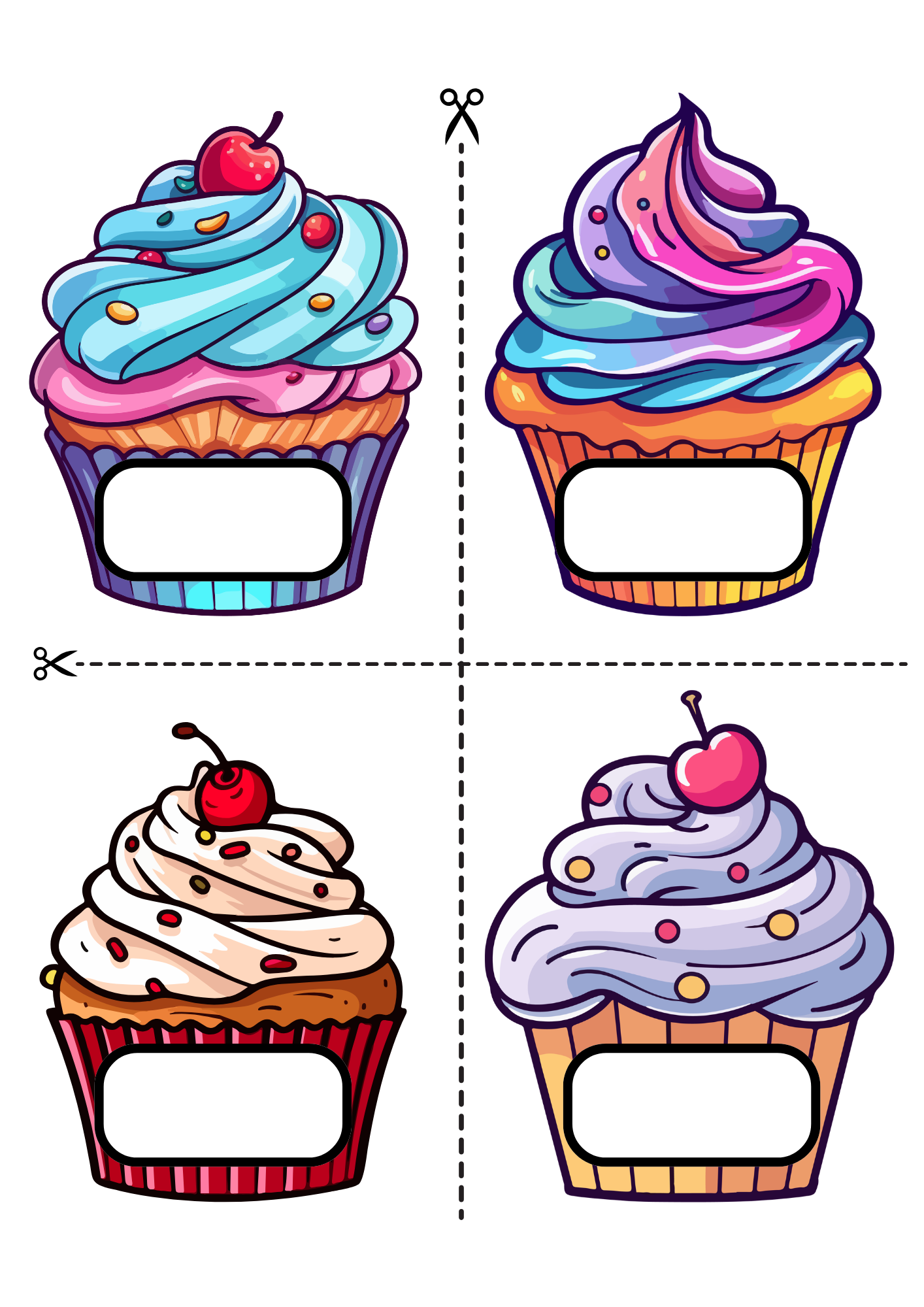 Färgladda cupcakes till födelsedagar - Redigerbara