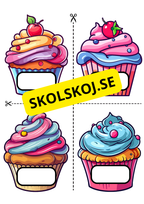 Färgladda cupcakes till födelsedagar - Redigerbara