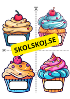 Färgladda cupcakes till födelsedagar - Redigerbara